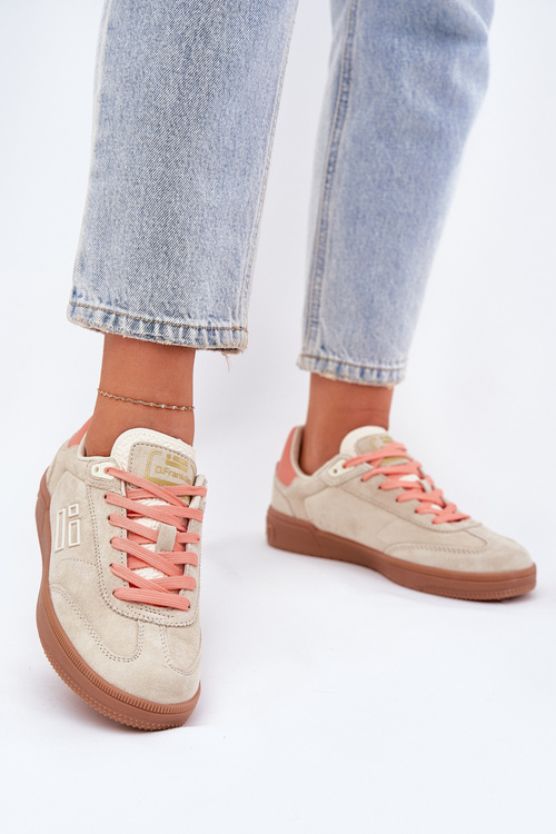Sneakersy Buty Sportowe Damskie Zamszowe Beżowe D.Franklin DFSH387005 
