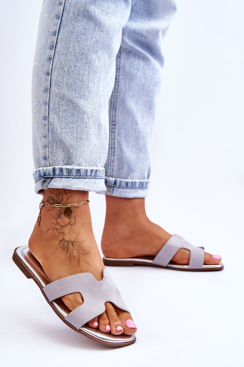 Women's Classic Suede Slippers Grey Evana
