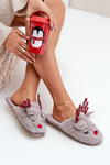 Christmas Slippers With Reindeer Design Dark Beige Sylaia