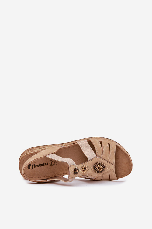 Women's Wedge Sandals With Decorations Beige Inblu RV000015