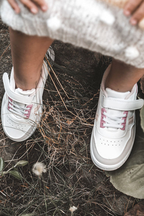 Classic Children's Sports Shoes White and Pink Marlin