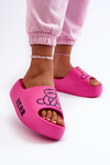 Women's Foam Slides on Chunky Sole with Bear Fuchsia Lamira