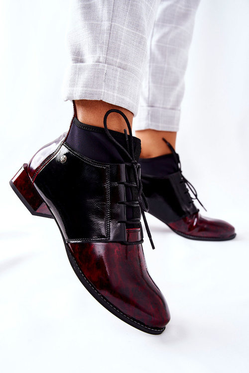 Leather Boots Maciejka 04744-29 Marbled Maroon
