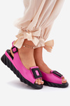 Leather Women's Wedge Sandals with Decoration Artiker 56C1571 Fuchsia