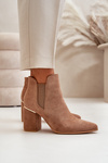 Eco Suede Ankle Boots With Heels Insulated Brown Daivine