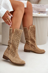 Suede Openwork Boots Lewski 3366/2Beige