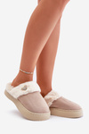 Women's Slippers With Fur And Decorative Heart Beige Otielo