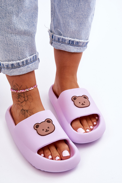 Light Women's Foam Slippers With Teddy Bear Violet Lia