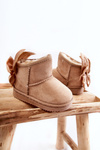 Girls' Warm Snow Boots With Bows Beige Meriva