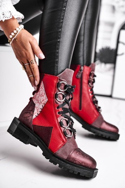 Women's Leather Boots Boots Maciejka Maroon 04184-23/00-3