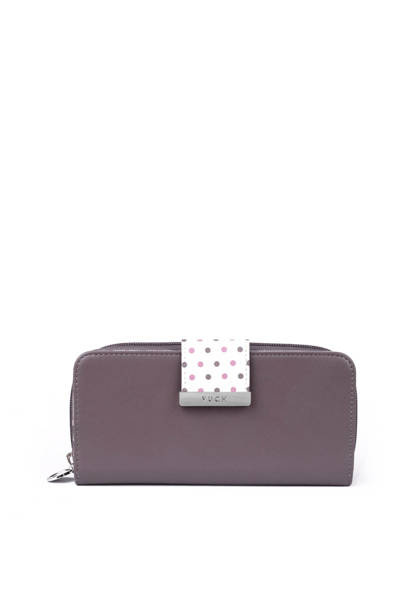 Women's Large Zip Wallet Dots Purple Lunelly