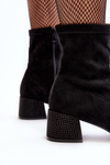 Women's Low Heel Boots with Embellishment Black Vissias