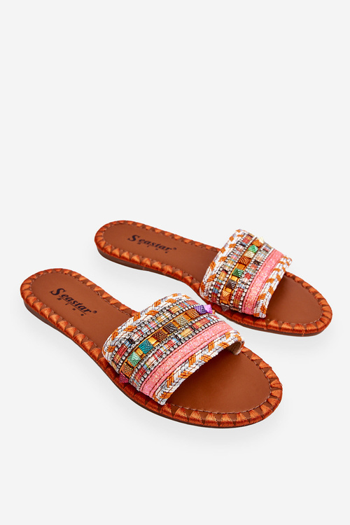 Women's Embellished Slippers Orange Bellisa