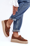 Women's Suede Shoes On Platform With Decoration Brown Lewski 3398
