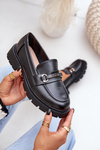 Classic Women's Moccasins Made Of Eco Leather Black Savethira