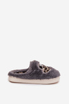 Furry slippers with hearts gray Amandra