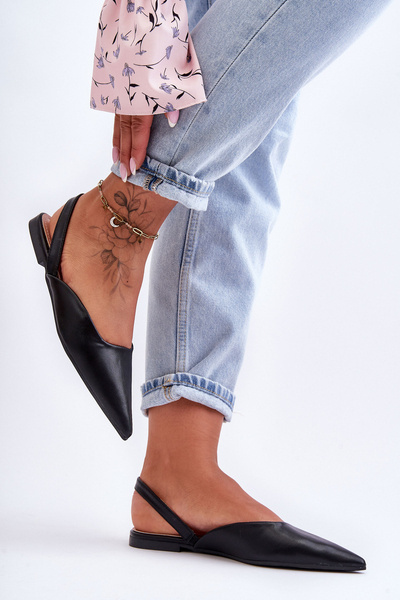 Women's Leather Slip-On Ballet Flats Black Germes
