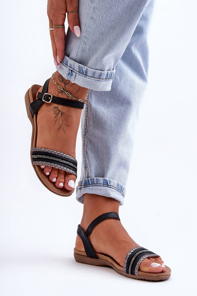 Women's Classic Flat Sandals Black SBarski 6708