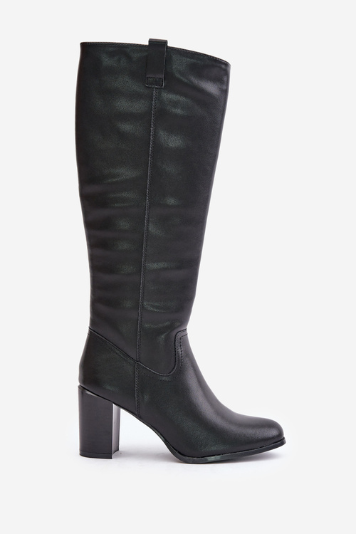 Kozaki Skóra Naturalna Obcas Słupek Ocieplane Czarne Sergio Leone KZ230-S