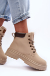 Women's Quilted Lined Lace-Up Boots Beige Corbin 