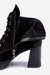 Suede Lace-up Heels on Heel Black Flomes
