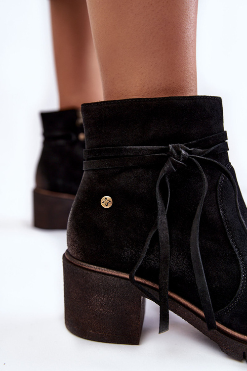 Botki Damskie Zamsz Czarne Maciejka 05720-01