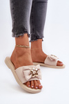 Women's Beige Slippers with Bow Arsicada