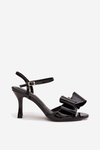 Patent Leather Heeled Sandals With Bow Black Noliva