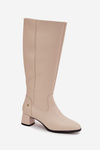 Leather Insulated Women's Boots On Heel Maciejka A7165-04 Beige