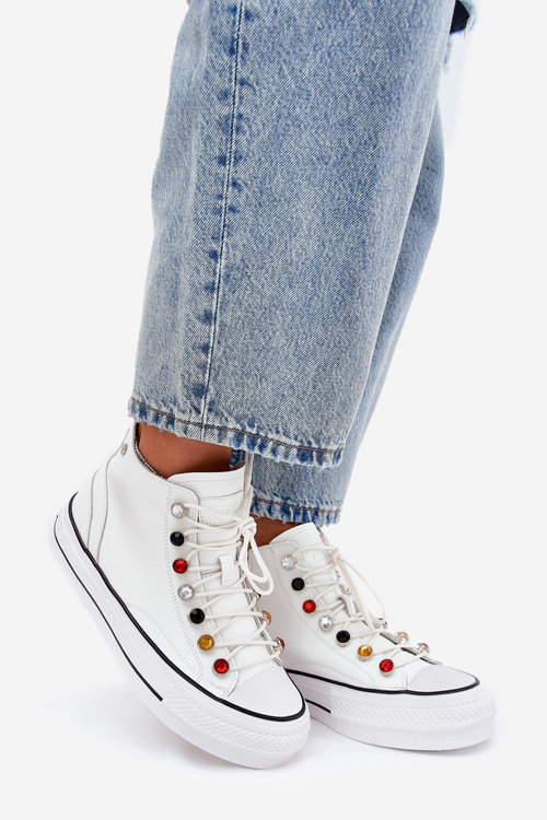 Leather High Top Sneakers Women GOE RR2N4102 White