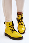 Botki Damskie Lakier Ocieplane Żółte GOE II2N4054