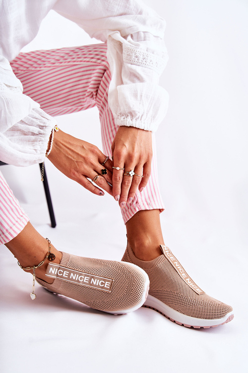 Buty Sportowe Damskie Wsuwane Beżowe Ardenza