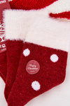 Women's Christmas Socks With Fur And Dots Alpaca Wool Red