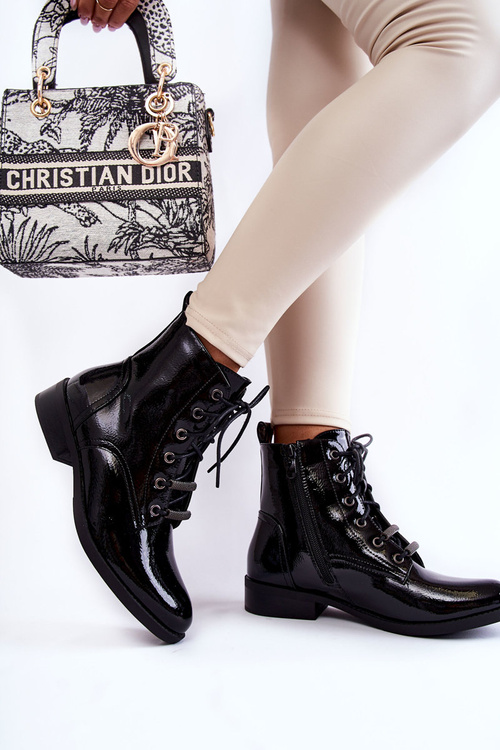 Classic Lacquered Women's Warm Boots Black Grimma