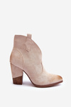 Suede Cowboy Boots On Heel Light Beige Tanner