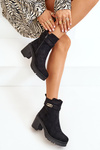 Women's Heeled Boots Eco Suede Insulated Zip Black Laonora