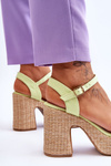 Comfortable Suede Sandals On A Chunky Heel Light green Elishia