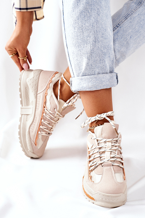 Damskie Sportowe Buty Sneakersy Beżowe Aland