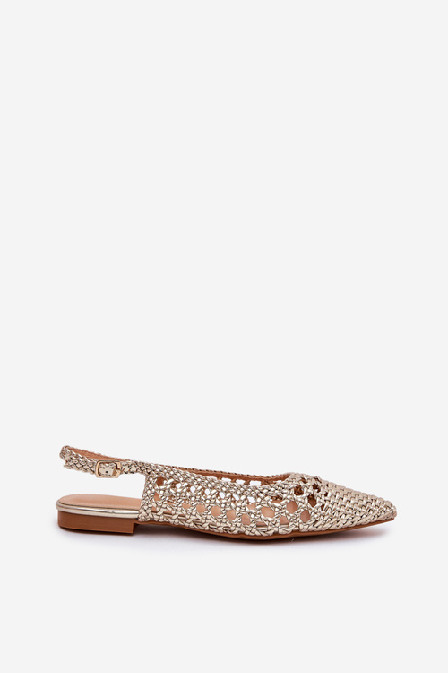 Ballet Flats With Weaving On A Flat Heel Golden Carollese