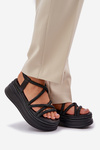 Sandals On Massive Platform With Intertwining Straps Black Lanathea