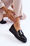 Lacquered Moccasins On A Platform Black Abisso