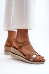 Women's Wedge Sandals with Woven Detail Brown Starlenna