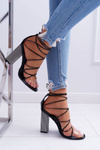Women's Zirconia Stiletto Sandals Tied Black Everything