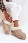 Leather Suede Snow Boots Women with Fur Beige Mivelle