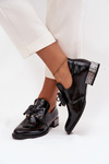 Patent Leather Women's Low Heel Shoes with Bow Zazoo 1399 Black
