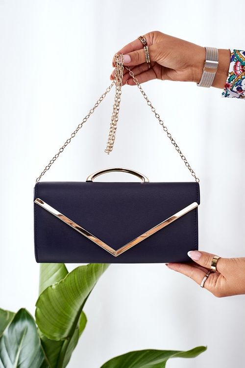 Elegant Clutch Bag With Chain Dark Blue