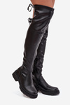Women's Knee High Boots with Laces Black Rylissa