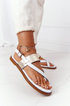 Leather Sandals Flip-flops Big Star HH274714 White-Gold