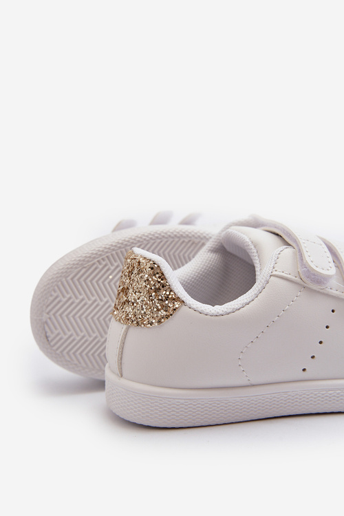 Children's Sneakers With Velcro White-Rose Gold Cute Girl