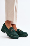 Suede Classic Fringed Loafers Green Averil